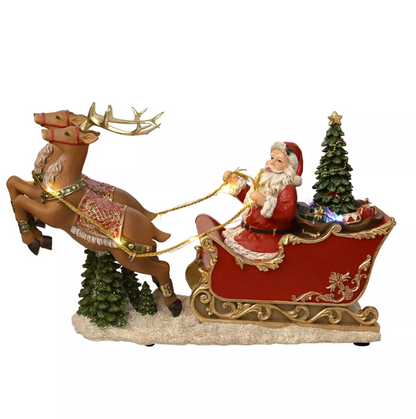Regal Tidings Santa's Sleigh with Reindeer and LED