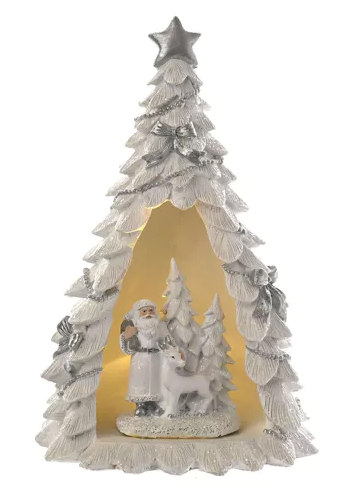 LED Freestanding Santa and Reindeer in Christmas Tree 24cm