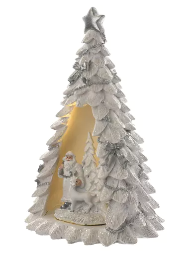 LED Freestanding Santa and Reindeer in Christmas Tree 24cm