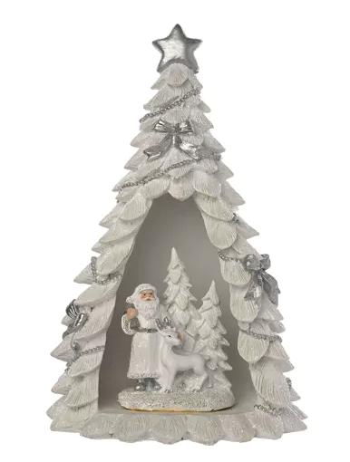 LED Freestanding Santa and Reindeer in Christmas Tree 24cm