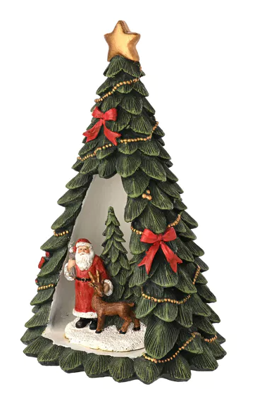 Regal Tidings Christmas Tree With Mini Santa Scene and LED