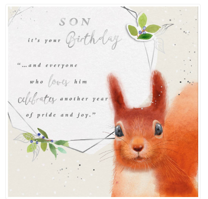 Son Birthday Card - Squirrel