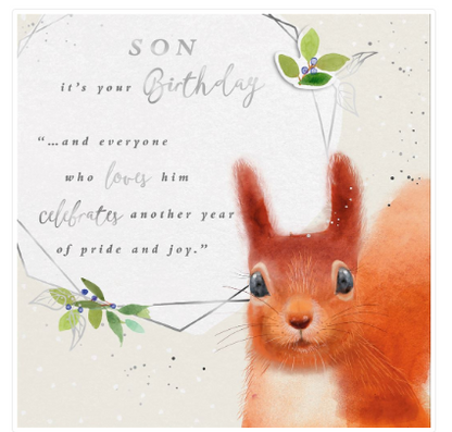 Son Birthday Card - Squirrel