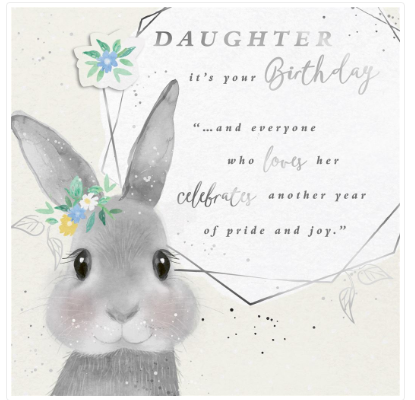 Daughter Bunny Birthday Card