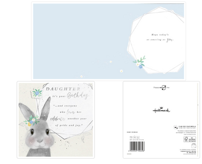 Daughter Bunny Birthday Card