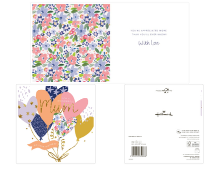 Mum Floral Balloon Birthday Card