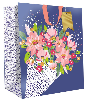 Floral Bouquet Navy Gift Bag
