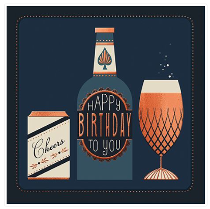 Copper Foil Cheers Birthday Card