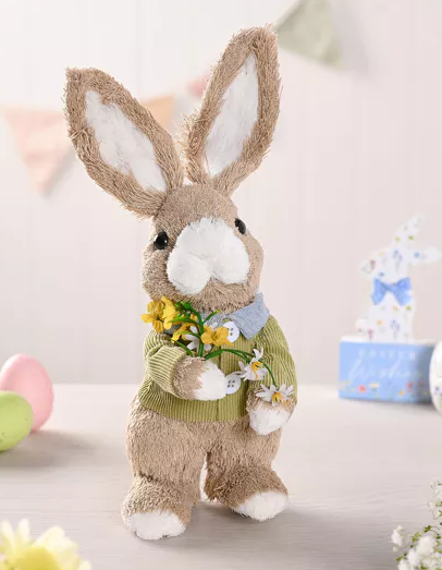 Bunny Holding Flowers Decoration