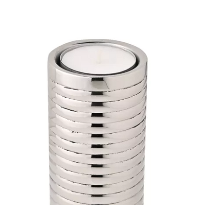 Hestia Tubular Polished Silver Tealight Holder - Large