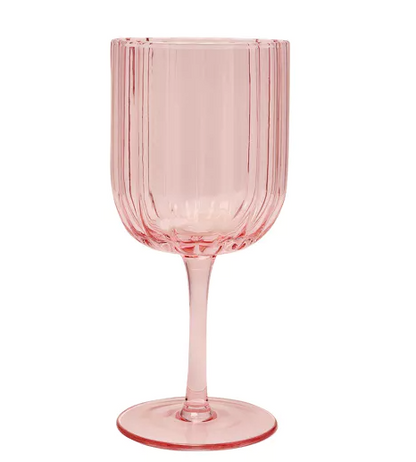Set Of 2 Hestia Bright Pink Scalloped Wine Glass