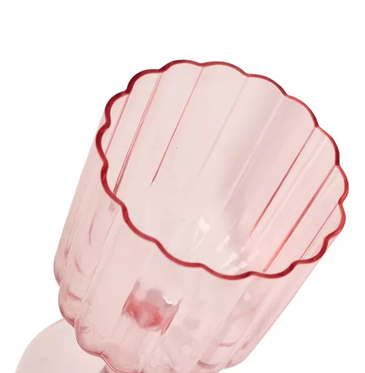 Set Of 2 Hestia Bright Pink Scalloped Wine Glass