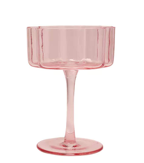 Set Of 2 Hestia Bright Pink Scalloped Martini Glass