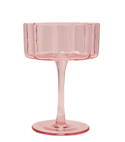 Set Of 2 Hestia Bright Pink Scalloped Martini Glass