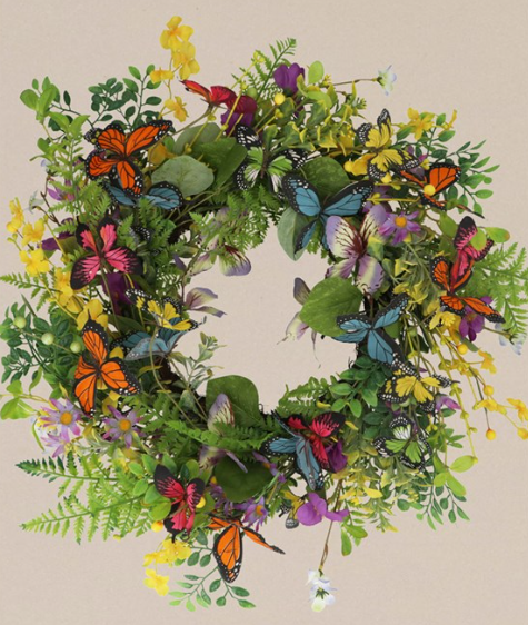Gisela Graham Wreath - Butterflies & Flowers