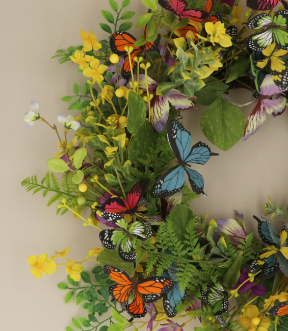 Gisela Graham Wreath - Butterflies & Flowers