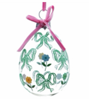 Gisela Graham - Glass Egg 7cm - Pastel Bows