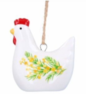 Gisela Graham - Ceramic Hen Dec 5cm - Mimosa
