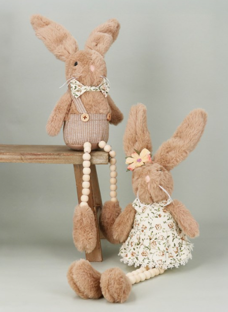 Gisela Graham - Faux Fur Bunny Shelf Sitter - Boy or Girl