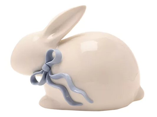 White Bunny With Blue Bow Ornament