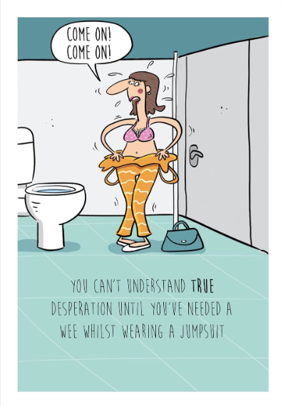 Comical Jumpsuit Greeting Card