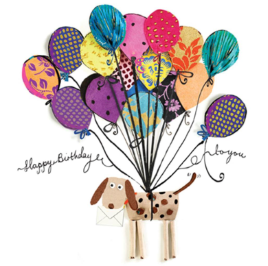 Dog Balloon Birthday Card