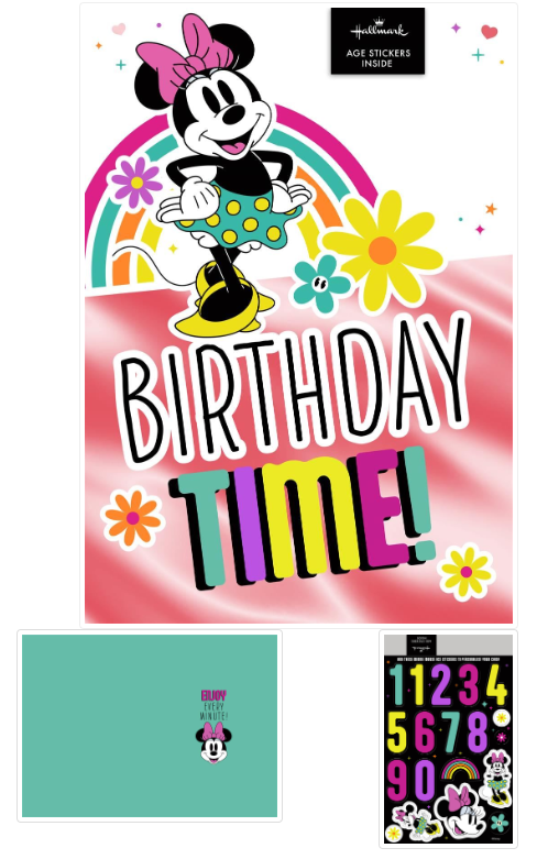 Minnie Mouse Any Age Sticker Birthday Card