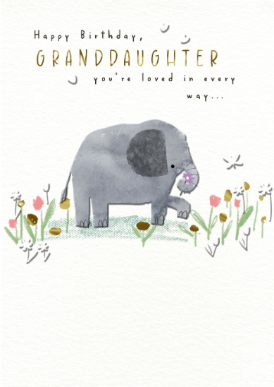 Granddaughter Elephant Birthday Card