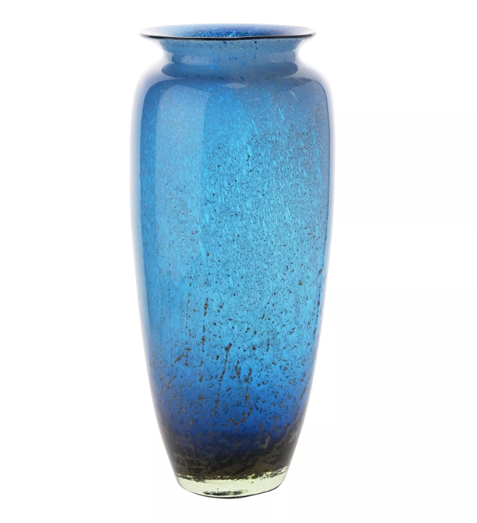 Objets d''Art Blue & Brown Tall Glass Vase 41cm