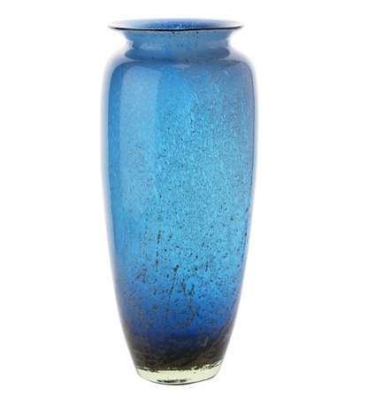 Objets d''Art Blue & Brown Tall Glass Vase 41cm