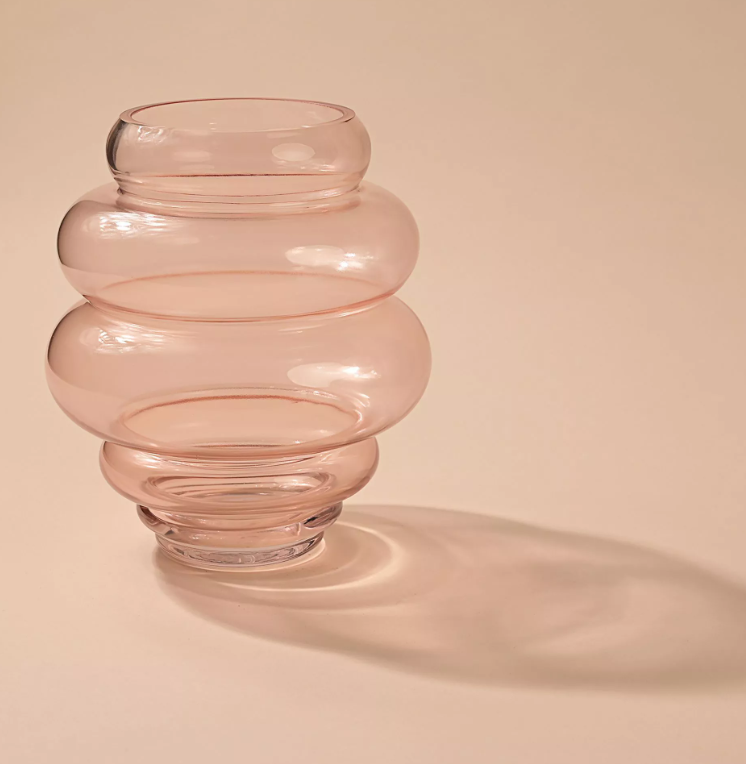 Hestia Handmade Coloured Glass Round Tapered Vase - Pink