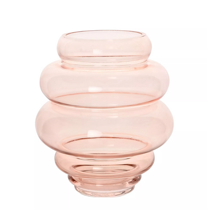 Hestia Handmade Coloured Glass Round Tapered Vase - Pink