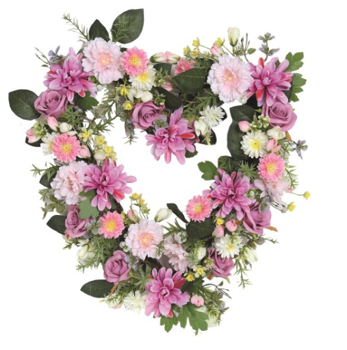 Pastel Rose Heart Shaped Wreath 45cm