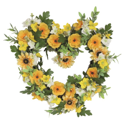 Yellow Heart Floral Wreath Sunflower 45cm