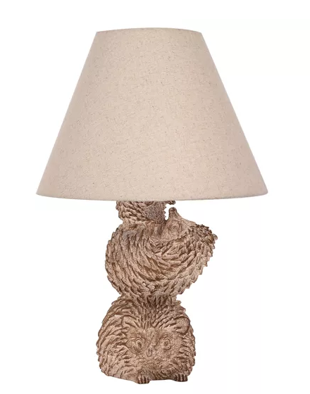 Hestia Wood Effect Resin Hedgehog Table Lamp 16"