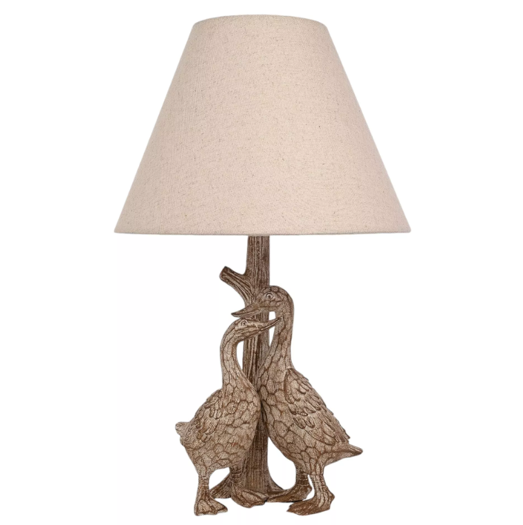 Hestia Wood Effect Resin Table Lamp 17"