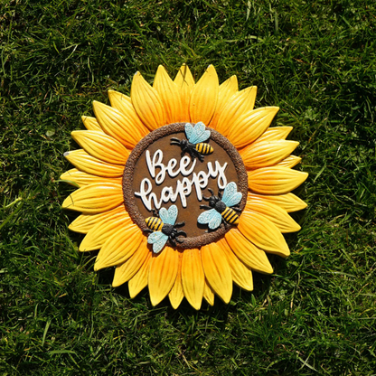 Country Living Cement Stepping Stone Bee Happy Flower