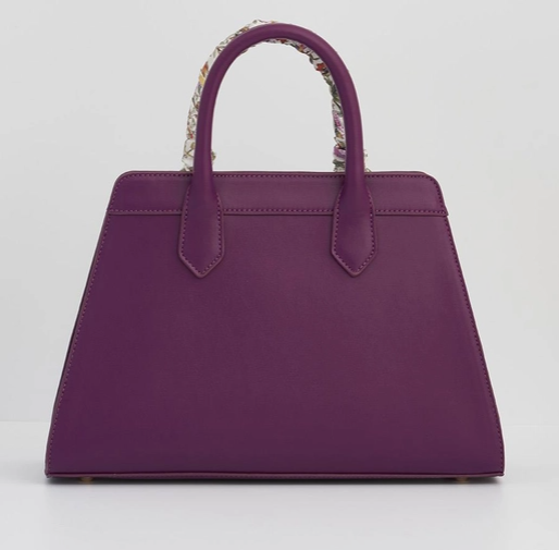 Fable Floral Engravings Large Plum Handbag