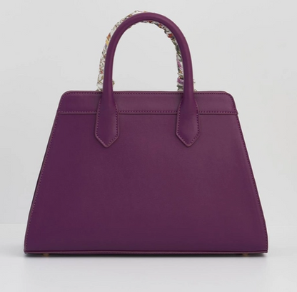 Fable Floral Engravings Large Plum Handbag