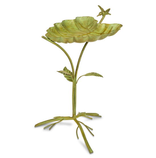 Leaf Shaped Metal Bird Bath