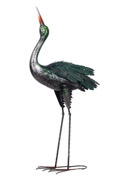Tall Heron Head Up Garden Ornament