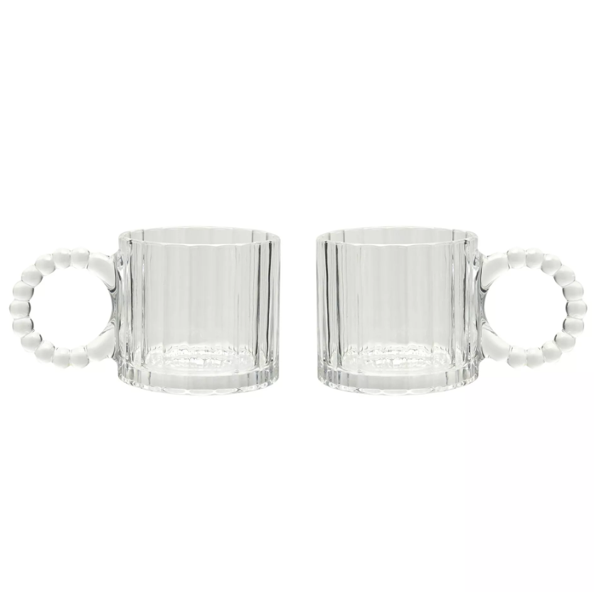 Hestia Set of 2 Clear Cups Bobble Design
