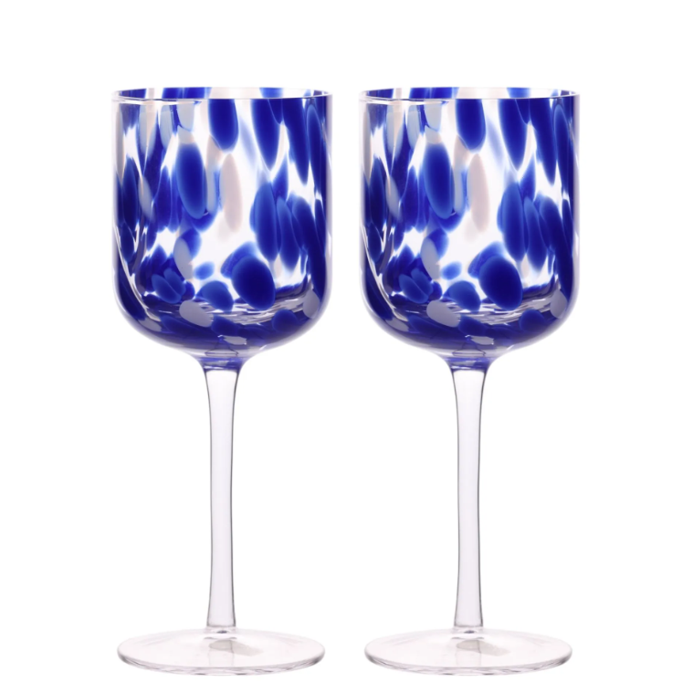 Hestia Blue Tortoise Shell Wine Glass Set of 2