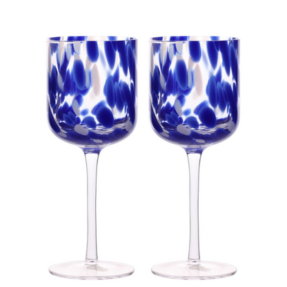 Hestia Blue Tortoise Shell Wine Glass Set of 2