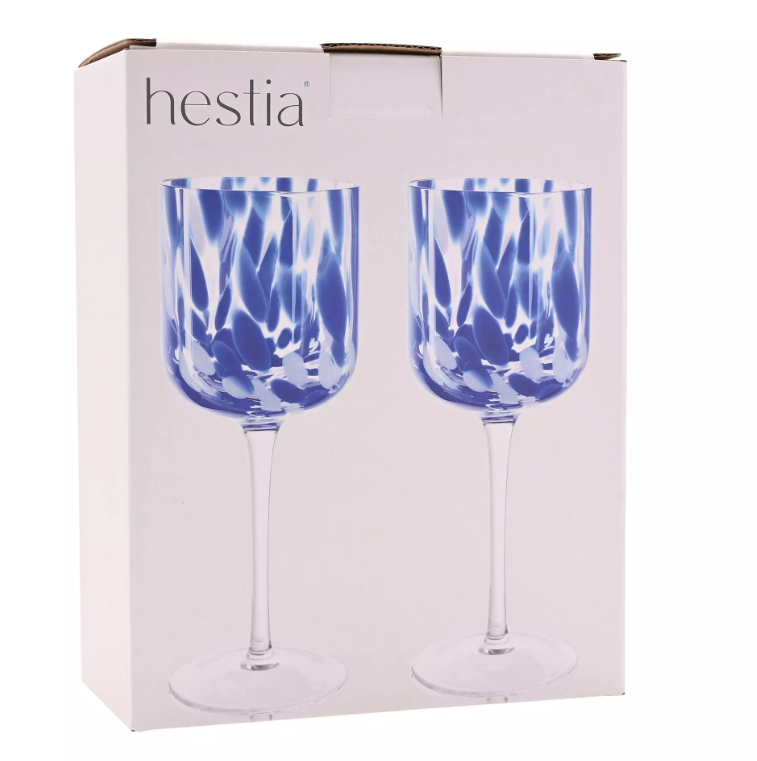 Hestia Blue Tortoise Shell Wine Glass Set of 2
