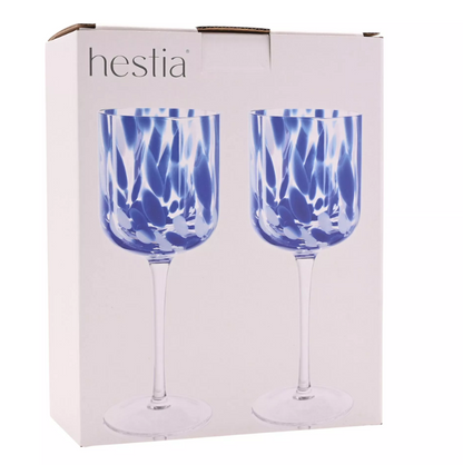 Hestia Blue Tortoise Shell Wine Glass Set of 2