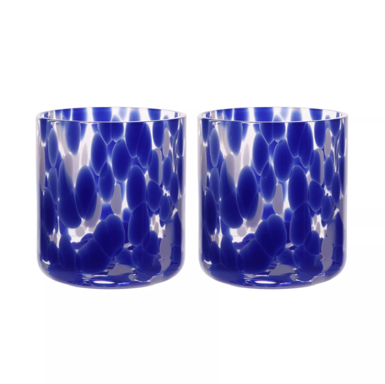 Hestia Blue Tortoise Shell Tumbler Glass Set of 2