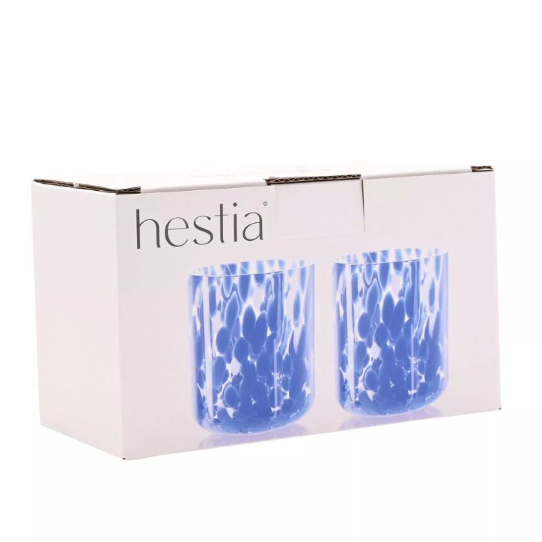 Hestia Blue Tortoise Shell Tumbler Glass Set of 2
