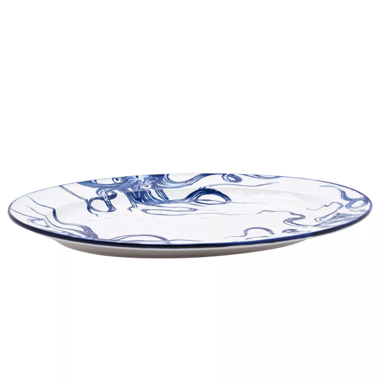 Hestia Oval Plate Octopus Design 15.25"