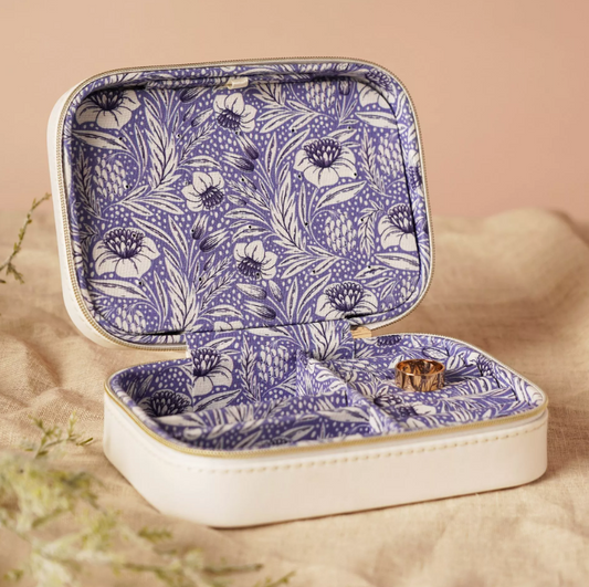 Sophia Lane White & Blue Floral Jewellery Box
